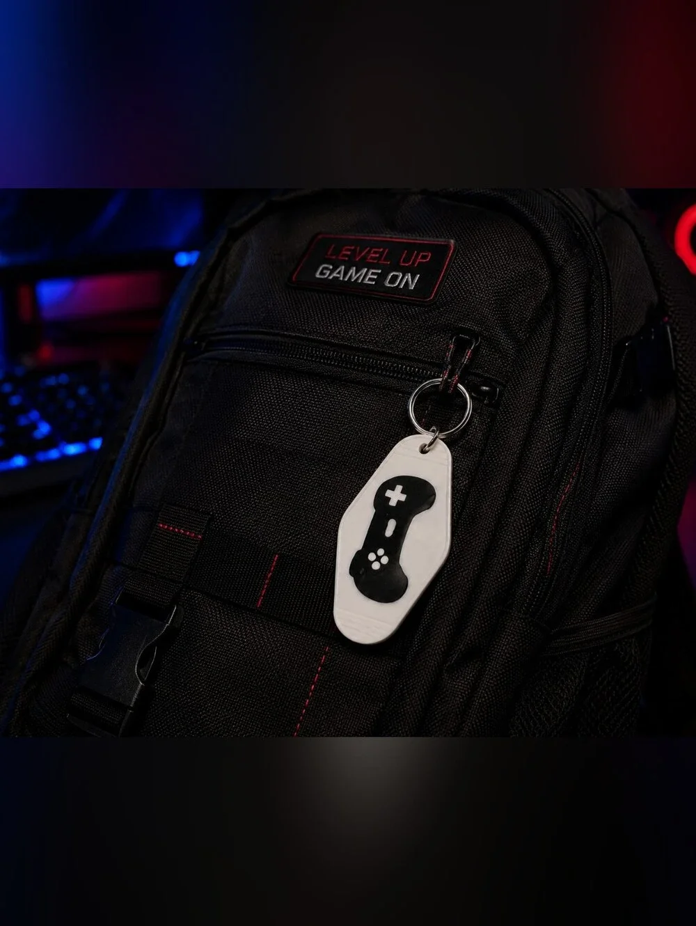 Handmade White & Black Gaming Controller Keychain